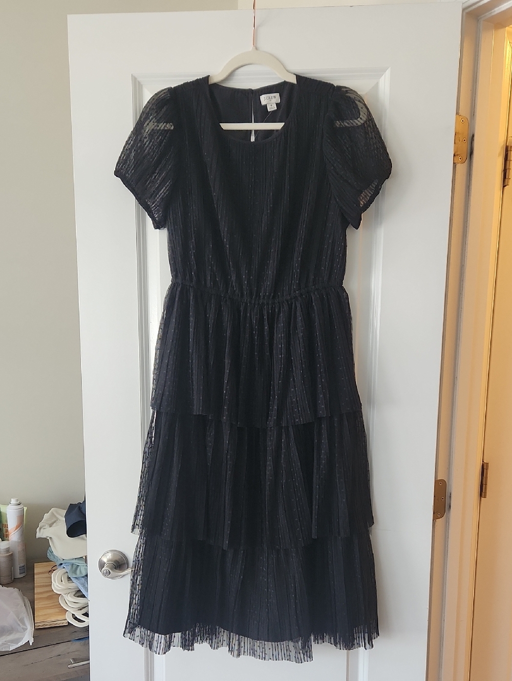 Jcrew Tiered Black Midi Dress